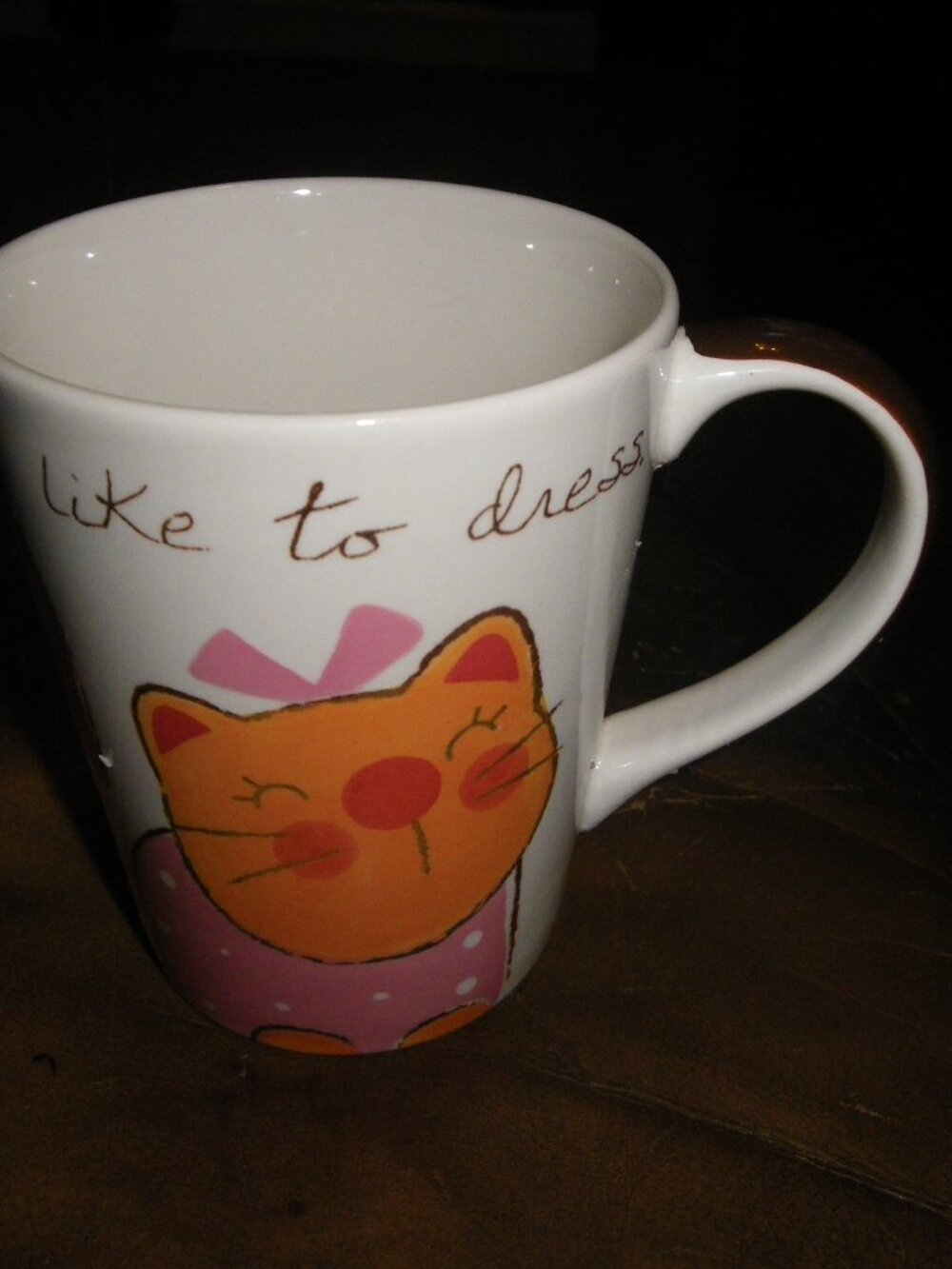 Under Rodem Tree Cute Cat I Like to Dress Ceramic Coffee Mug Made in Thailand